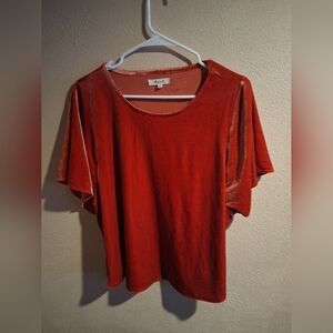 Madewell Burnt Orange Velvet Butterfly Top Fall Thanksgiving Holloween XL